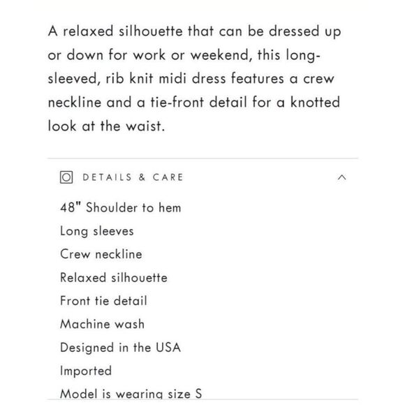 THREE DOTS Karen Dress XL Black Side-Tie Ribbed Long Sleeve Midi Length Modest - Picture 13 of 14